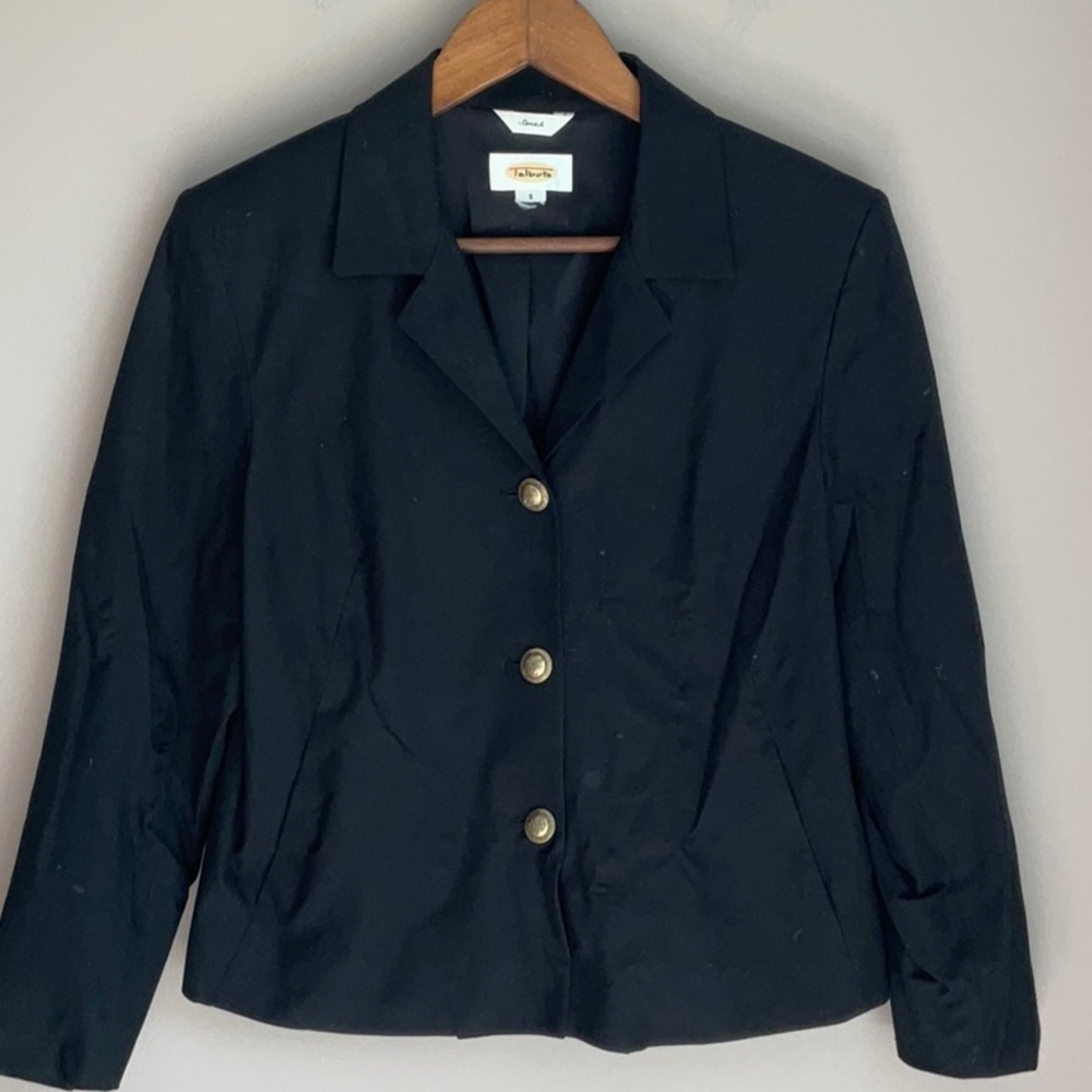 Talbots Stretch Blazer Black with Gold Buttons 6